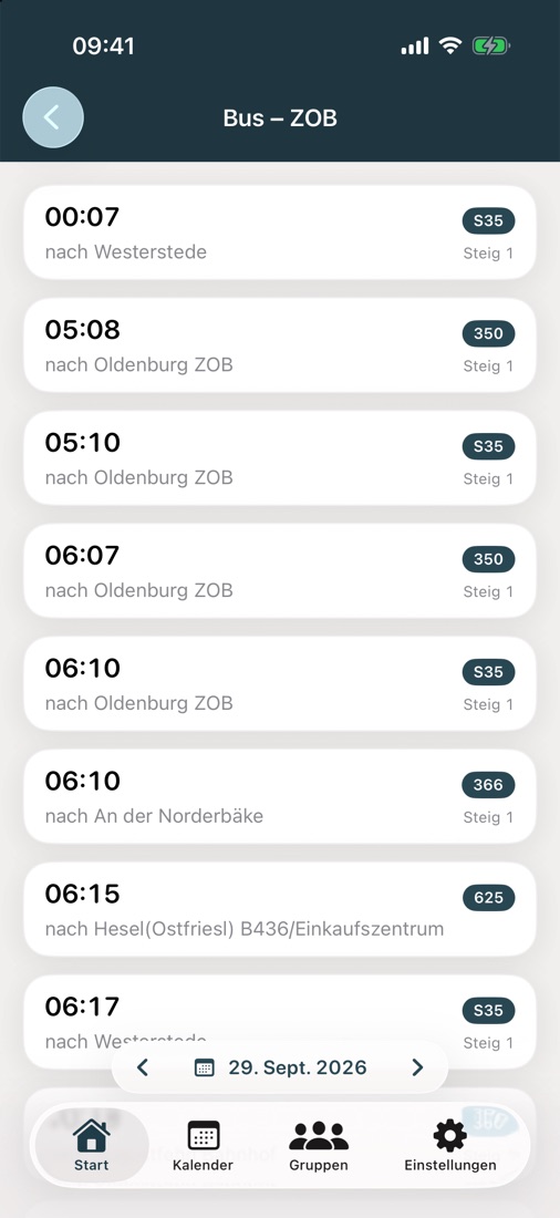 Busabfahrten am ZOB