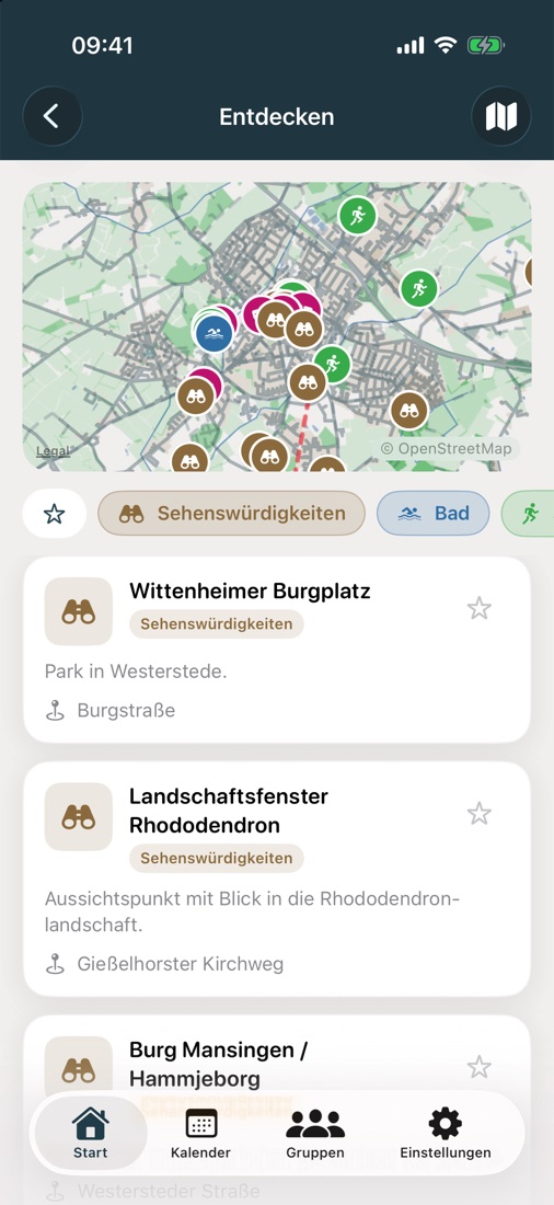 Sehenswürdigkeiten, Freizeit und Ausflüge auf der Karte